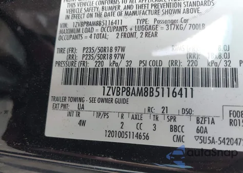 2011 Ford Mustang V6 Premium z USA, uszkodzony, nr VIN 1ZVBP8AM8B5116411